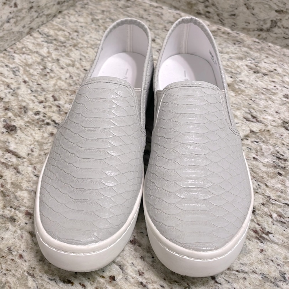Gray slip-ons